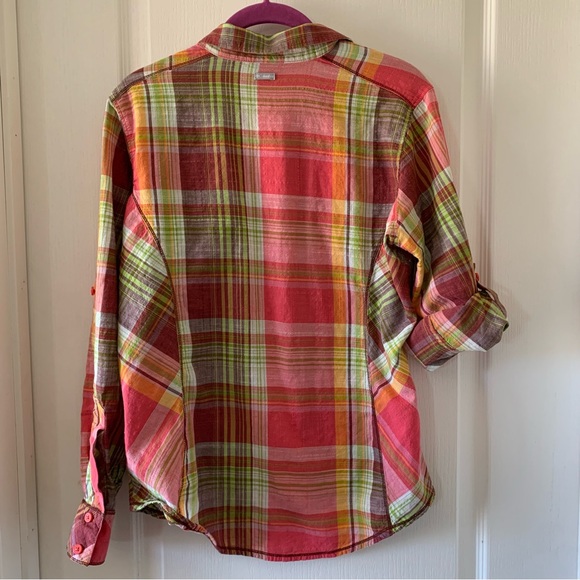 Columbia plaid button down long sleeve top - Picture 2 of 9